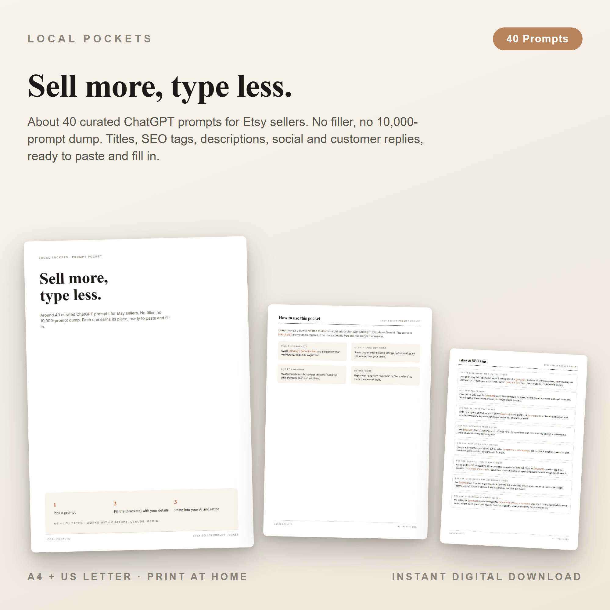 Sell more, type less.