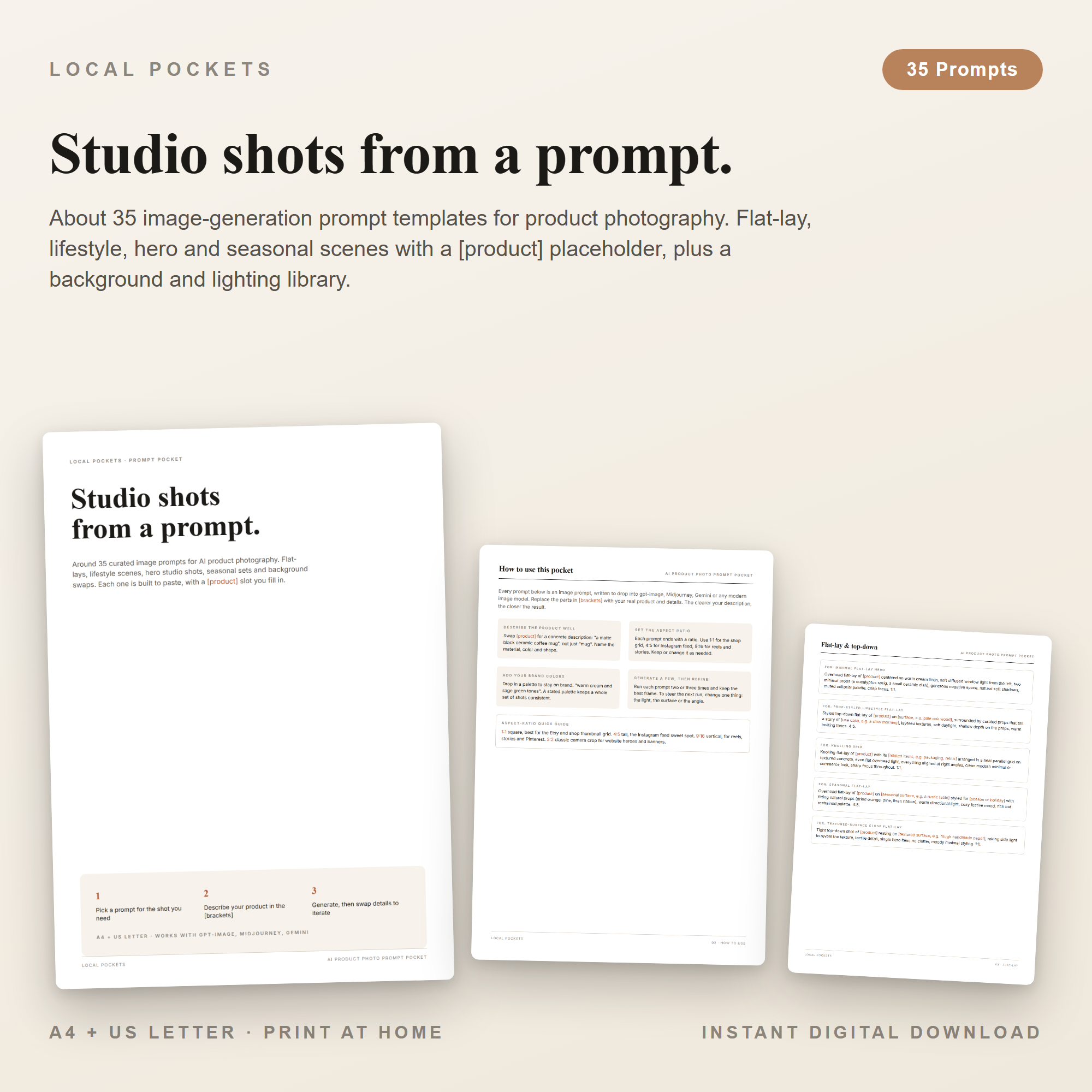 Studio shots from a prompt.