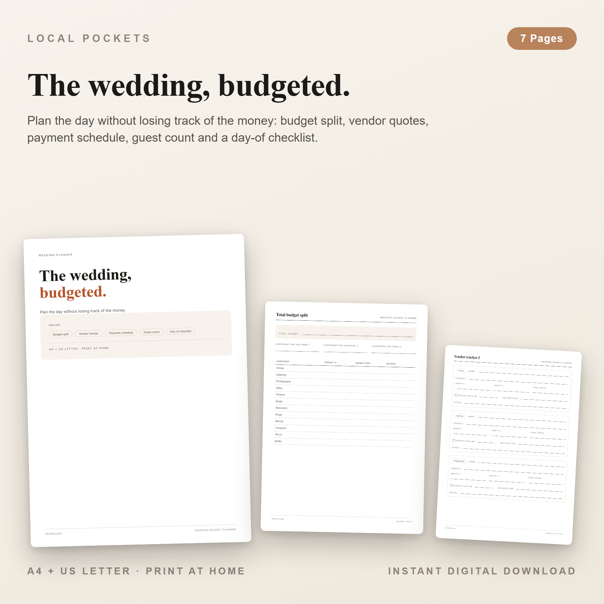 The wedding, budgeted.